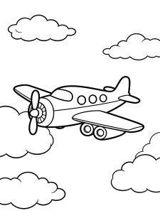Airplane Coloring Page – free printable black and white line art