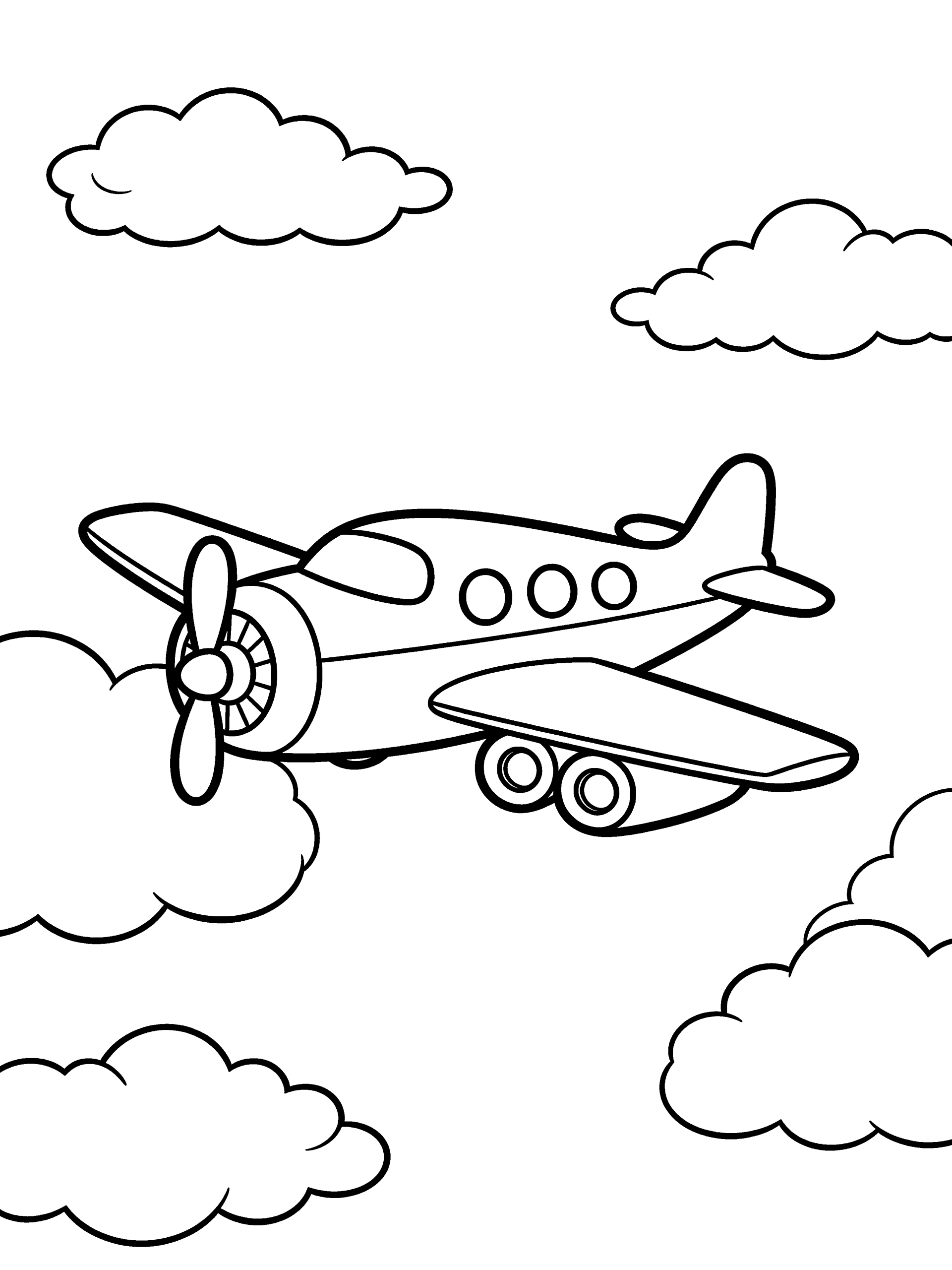 Airplane Coloring Page – free printable black and white line art