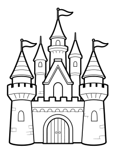 Castle Coloring Page – free printable black and white line art