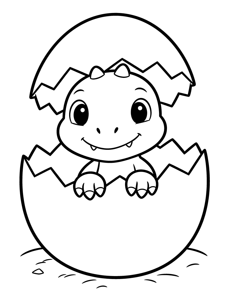 Baby dinosaur hatching free printable coloring page