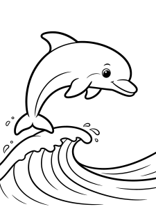 Dolphin Coloring Page – free printable black and white line art