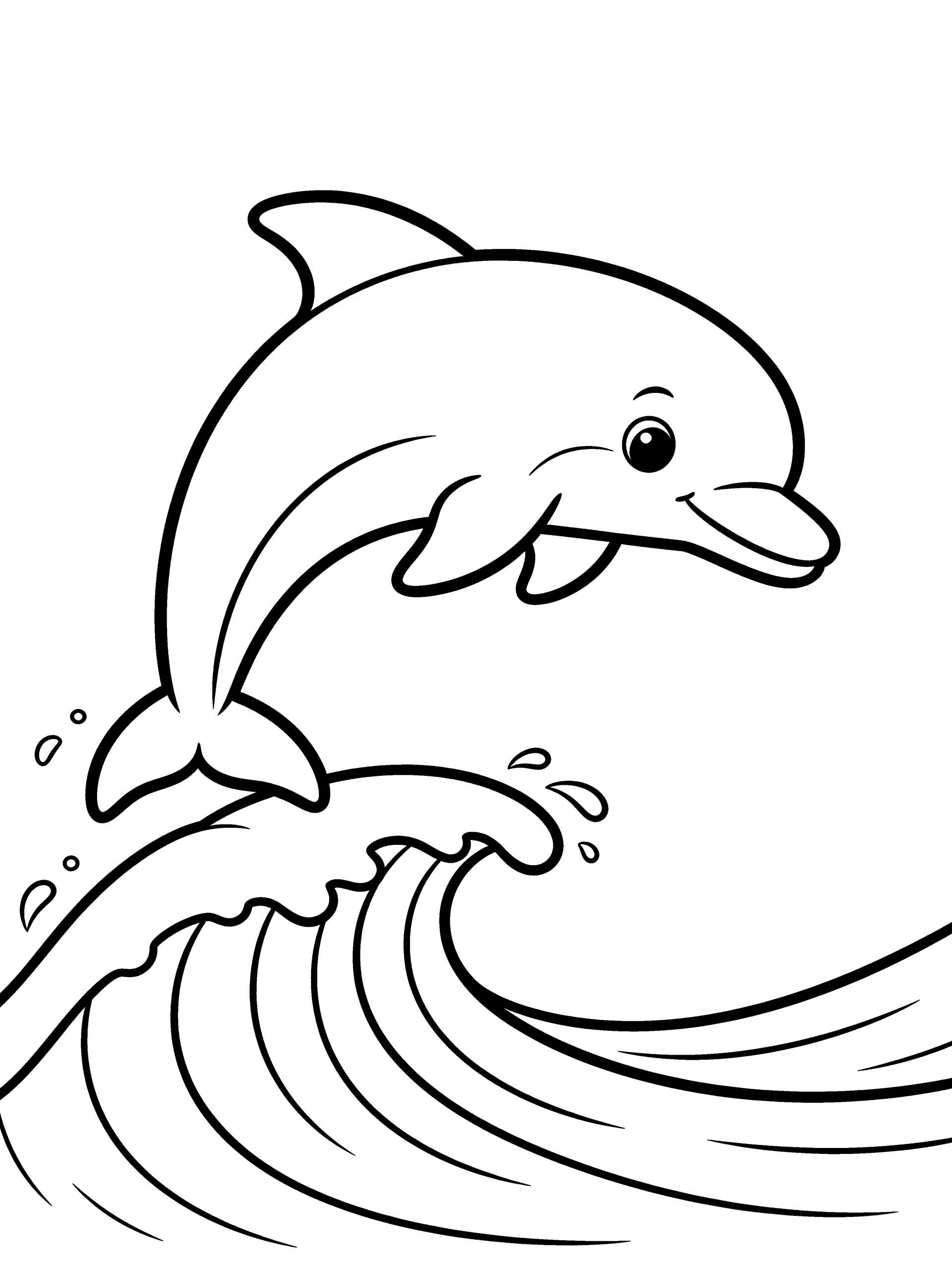 Dolphin Coloring Page – free printable black and white line art
