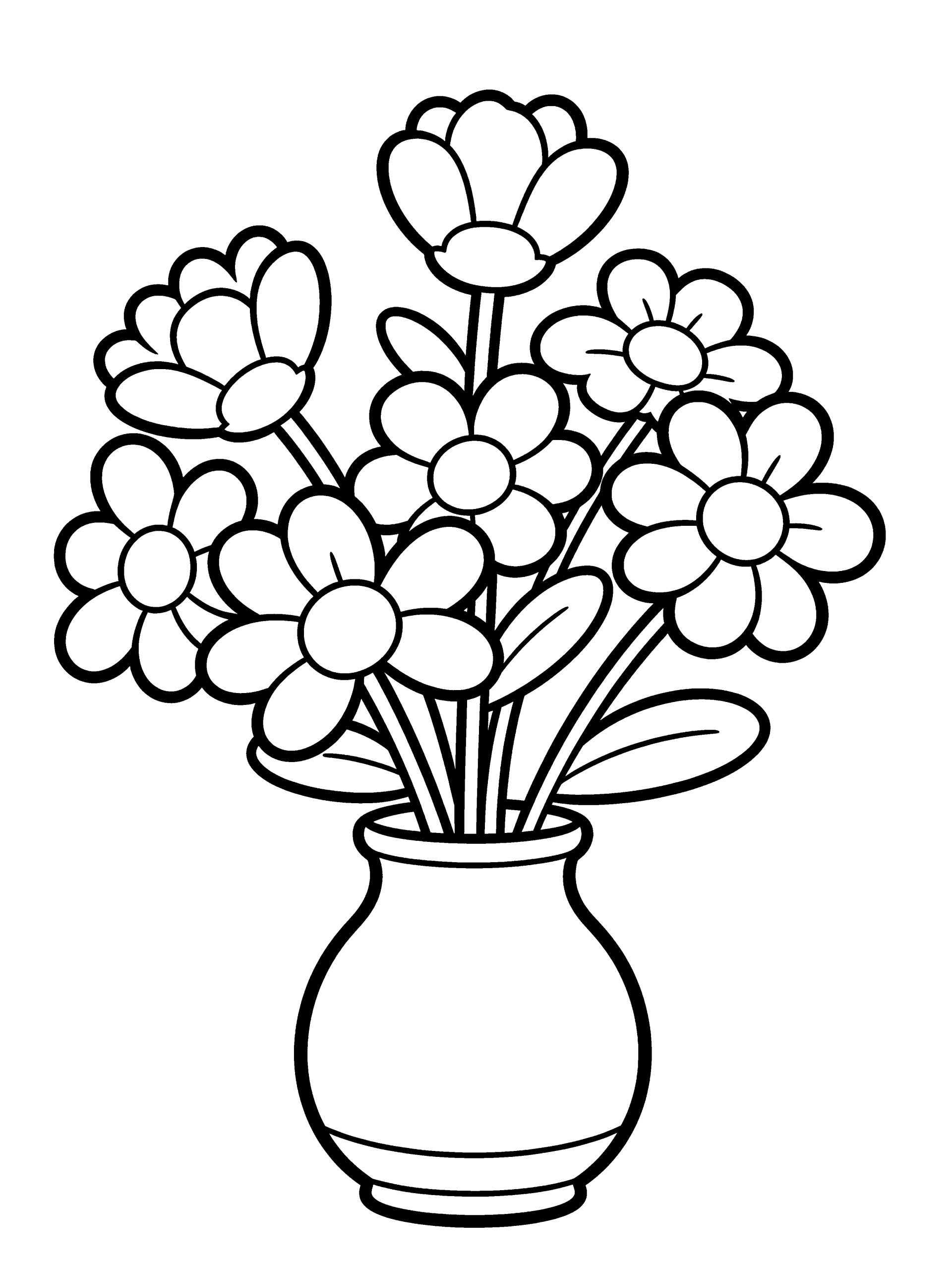 Flower Bouquet Coloring Page – free printable black and white line art