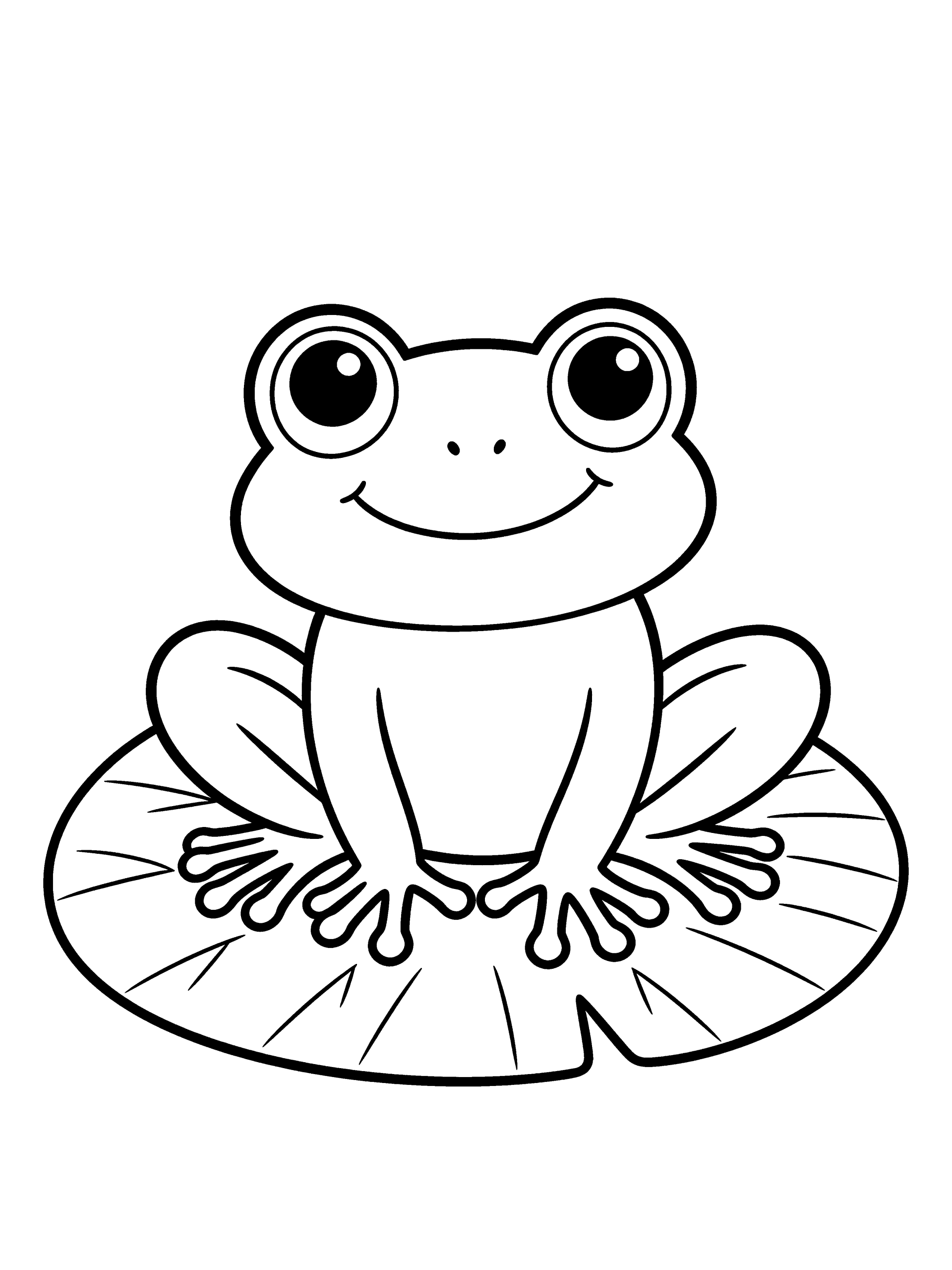 Frog Coloring Page – free printable black and white line art