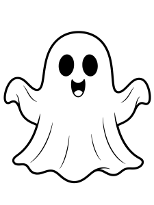 Halloween Ghost Coloring Page – free printable black and white line art