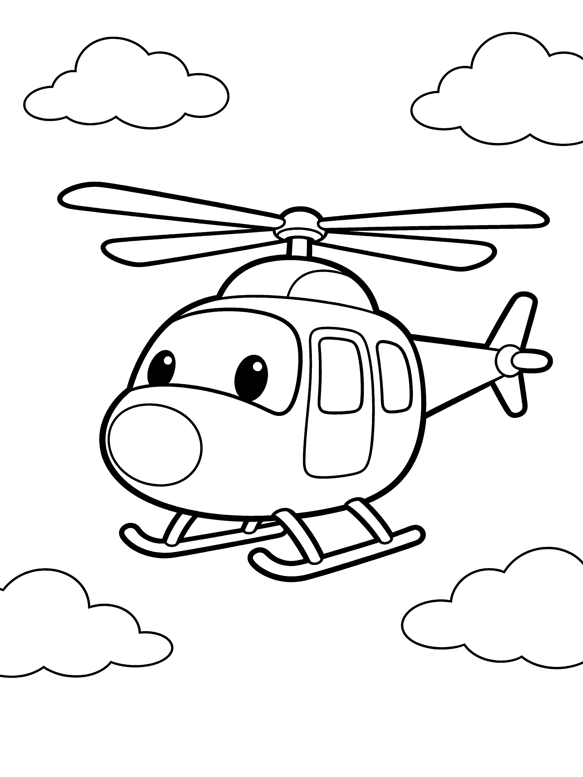 Helicopter Coloring Page – free printable black and white line art