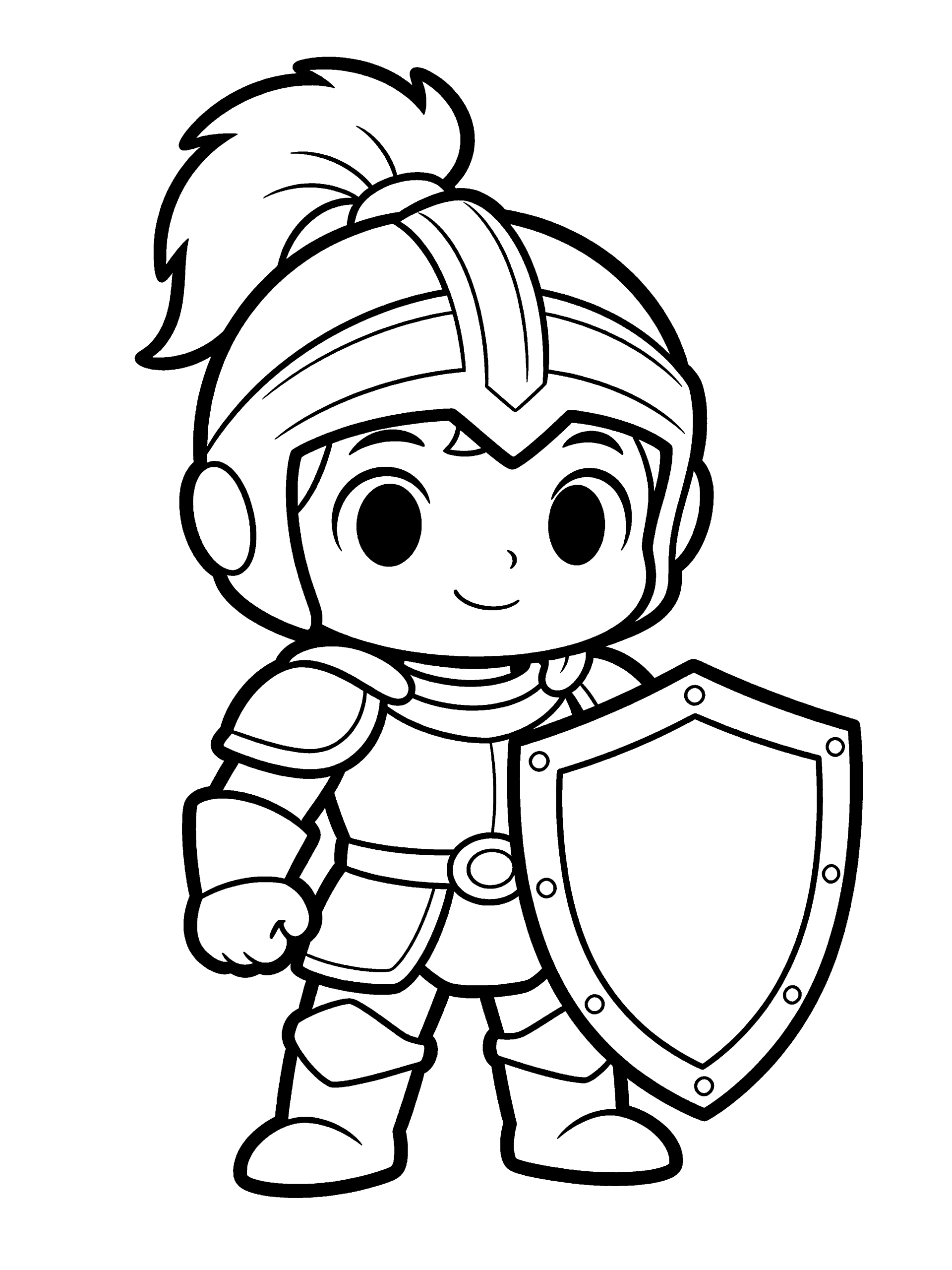 Knight Coloring Page – free printable black and white line art
