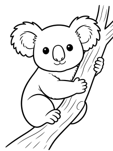 Koala Coloring Page – free printable black and white line art