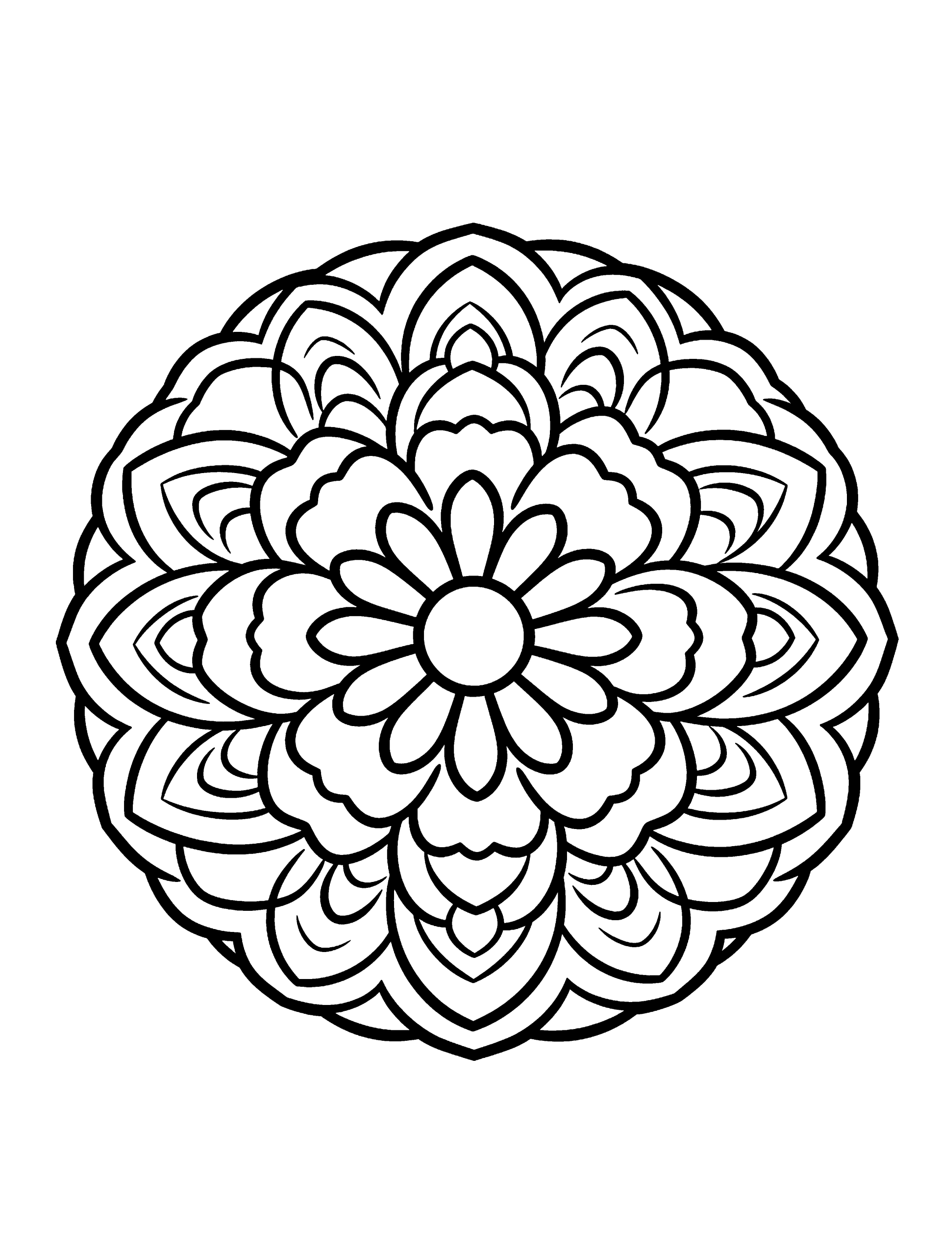 Simple Mandala Coloring Page – free printable black and white line art