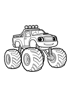 Monster Truck Coloring Page – free printable black and white line art