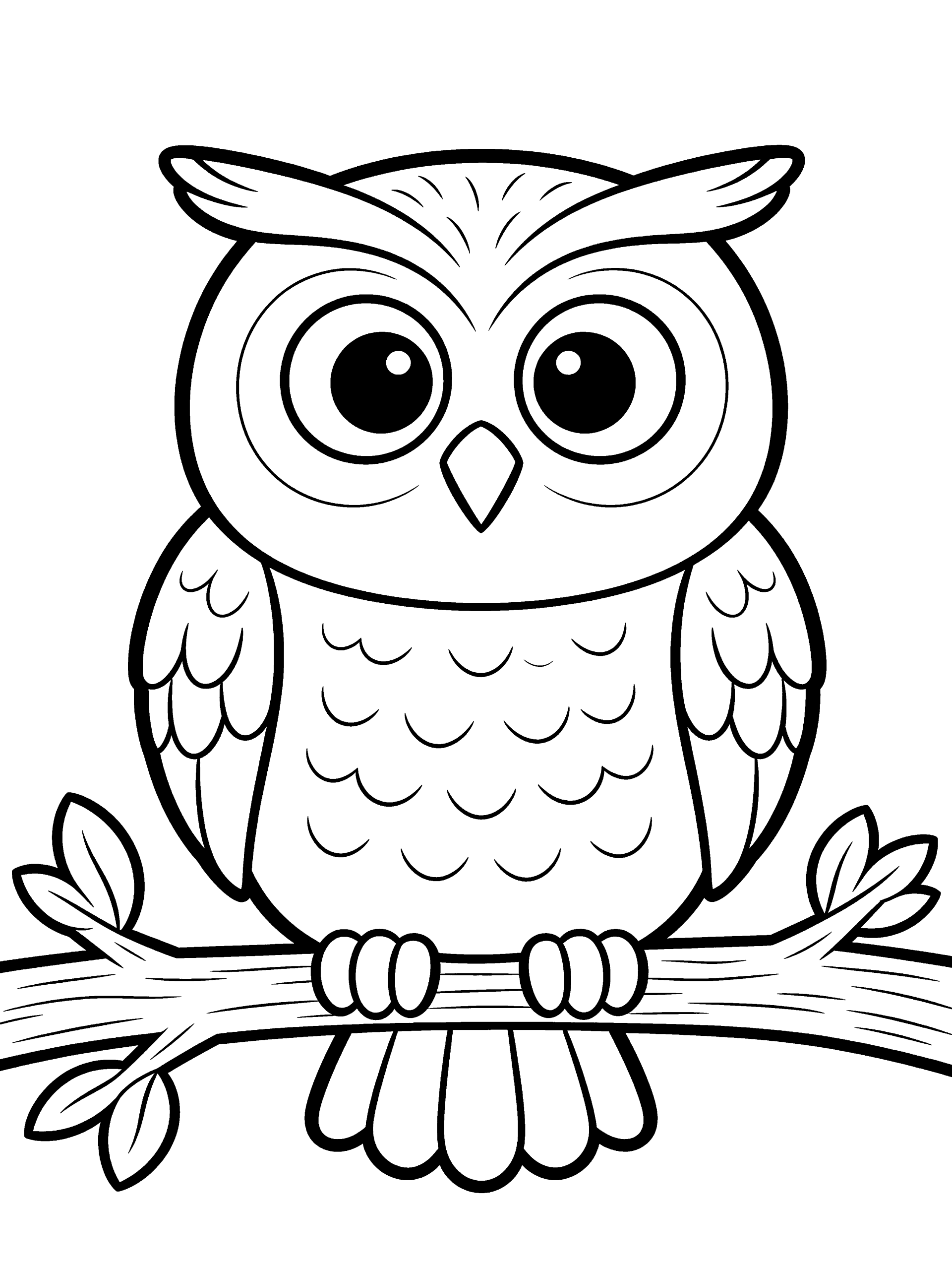 Owl Coloring Page – free printable black and white line art