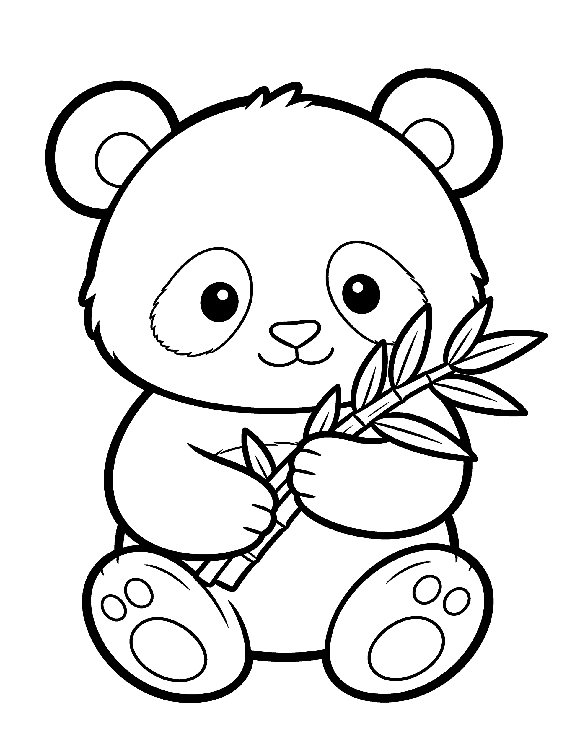 Panda Coloring Page – free printable black and white line art