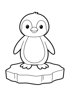 Penguin Coloring Page – free printable black and white line art
