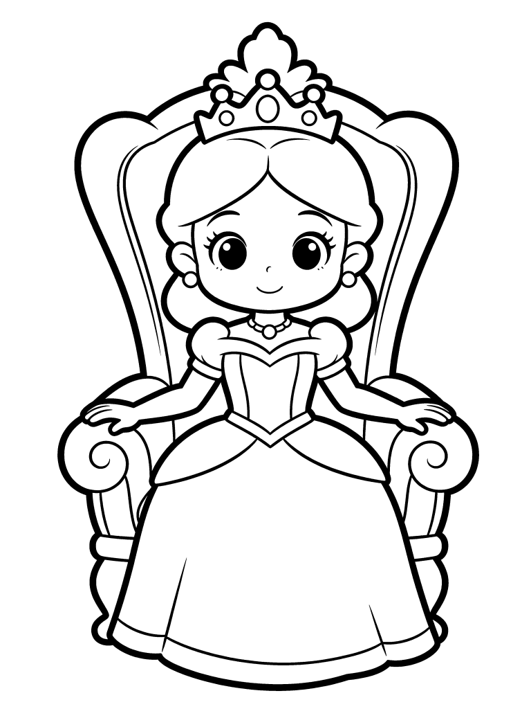 Princess free printable coloring page
