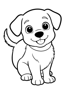 Playful Puppy Coloring Page – free printable black and white line art