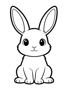 Rabbit Coloring Page – free printable black and white line art