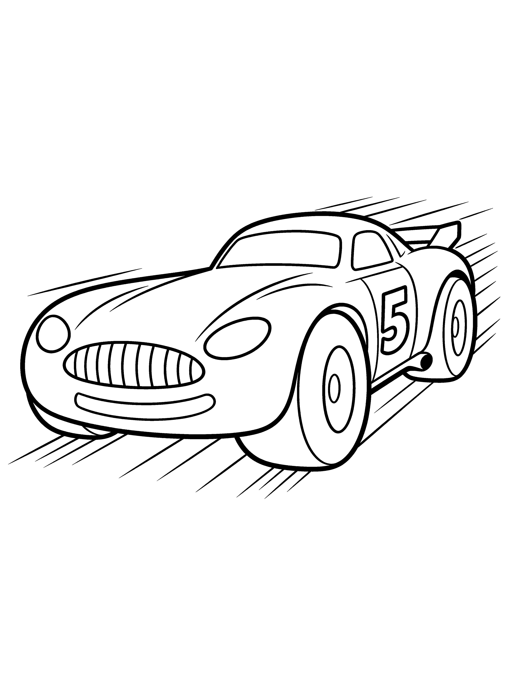 Race Car Coloring Page – free printable black and white line art