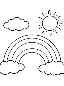 Rainbow and Clouds Coloring Page – free printable black and white line art