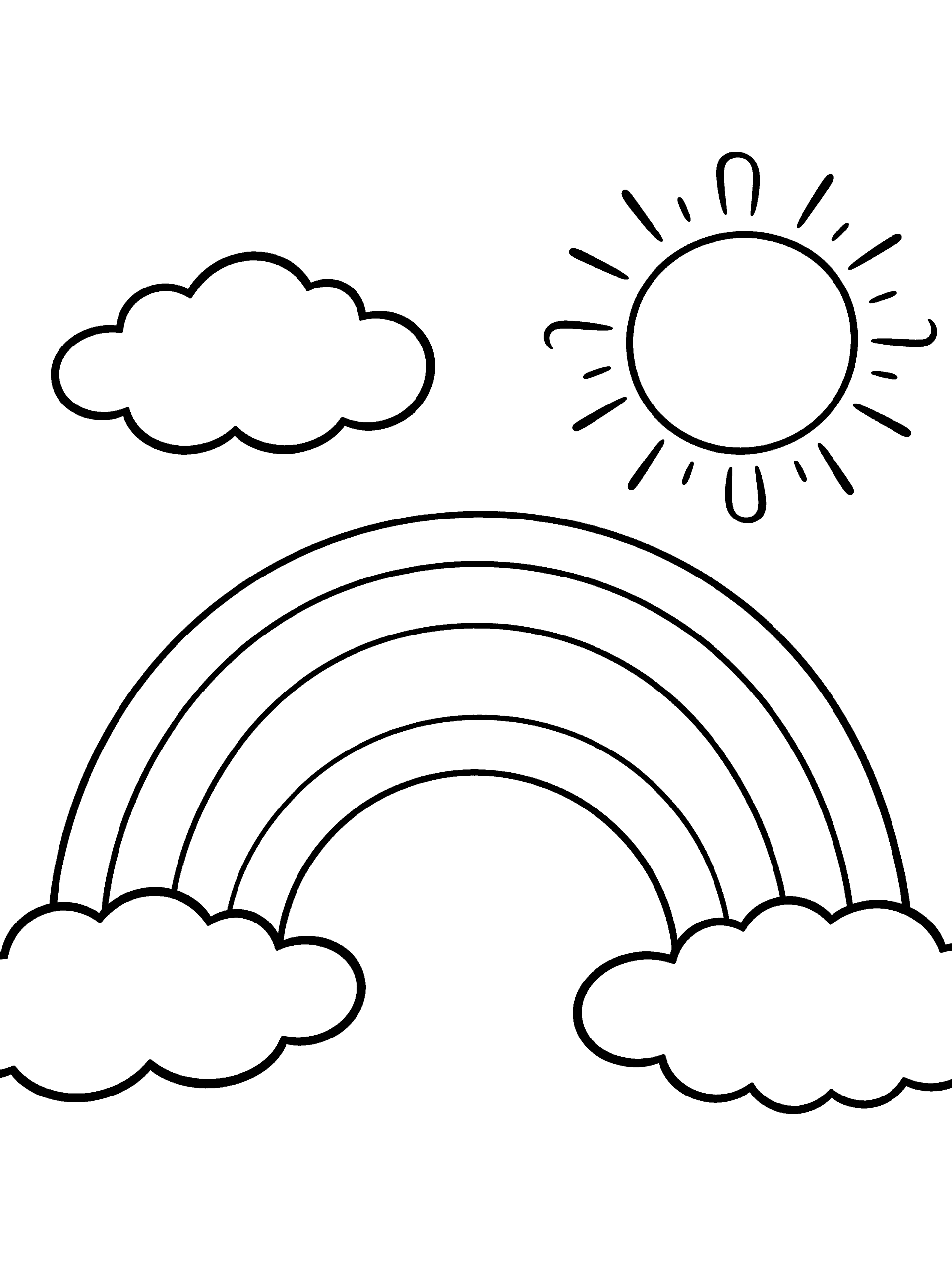 Rainbow and Clouds Coloring Page – free printable black and white line art
