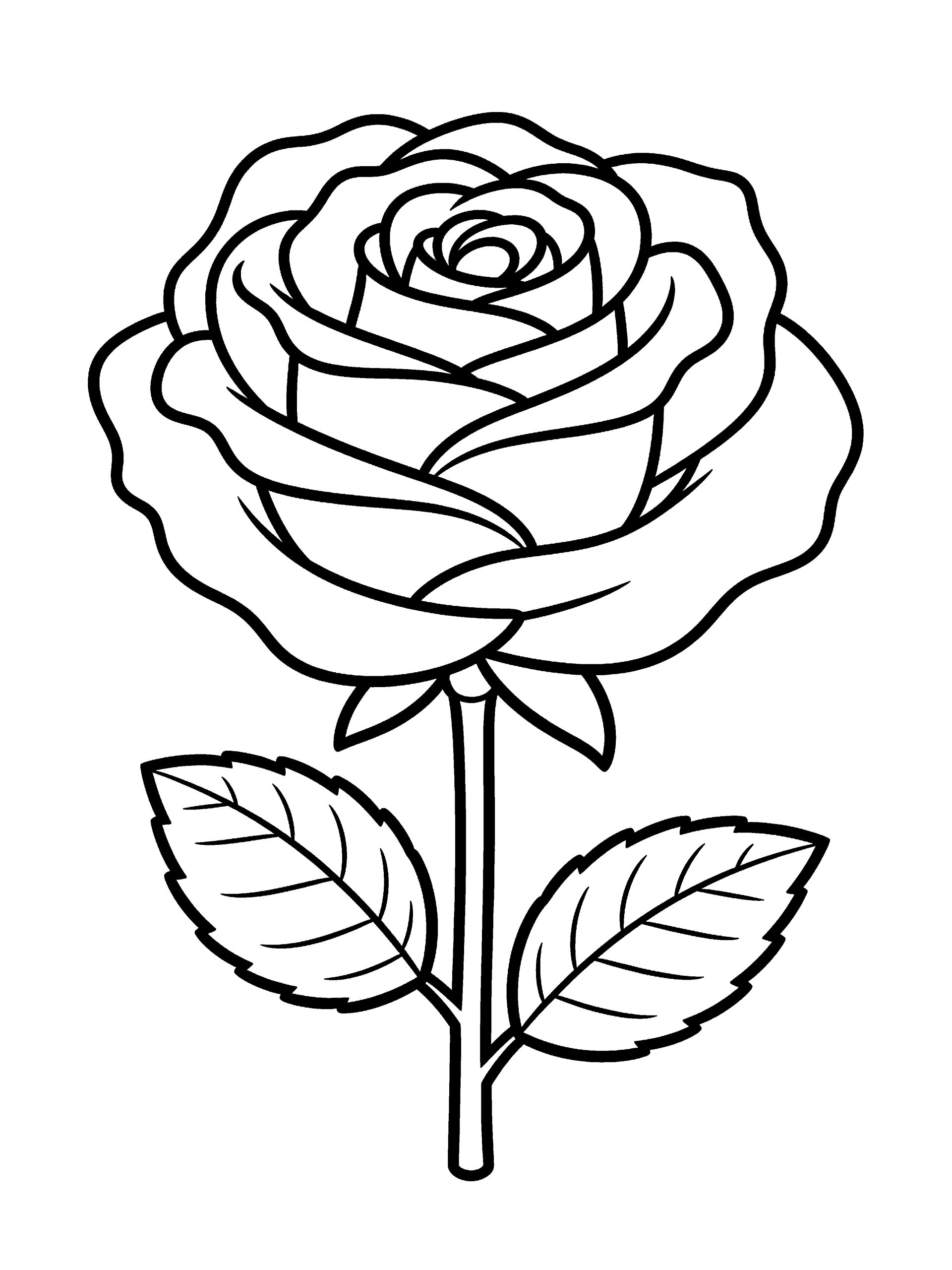Rose Coloring Page – free printable black and white line art