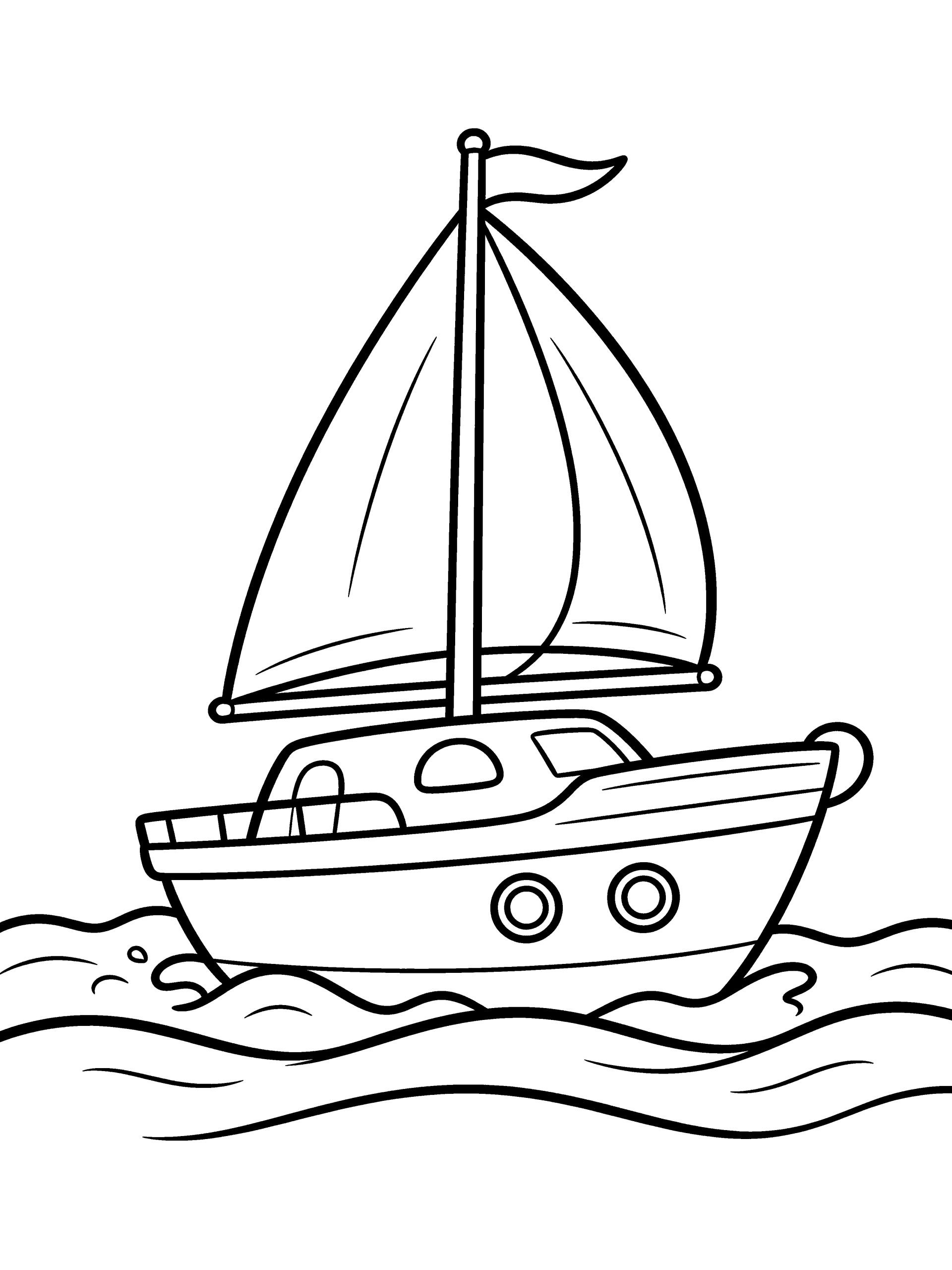 Sailboat Coloring Page – free printable black and white line art