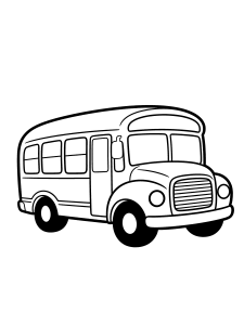 School Bus Coloring Page – free printable black and white line art