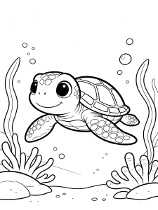 Sea Turtle Coloring Page – free printable black and white line art