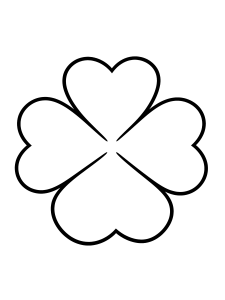 Four-Leaf Clover Coloring Page – free printable black and white line art