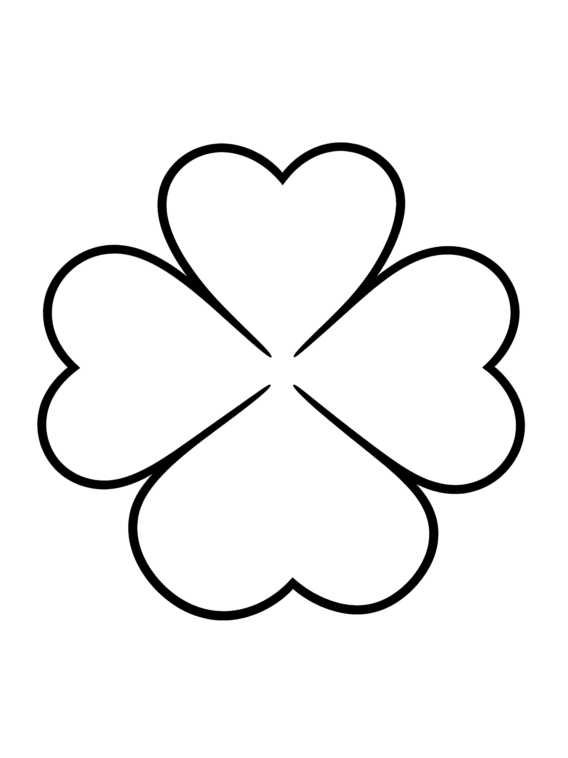 Four-Leaf Clover Coloring Page – free printable black and white line art