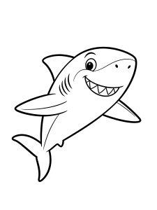 Shark Coloring Page – free printable black and white line art