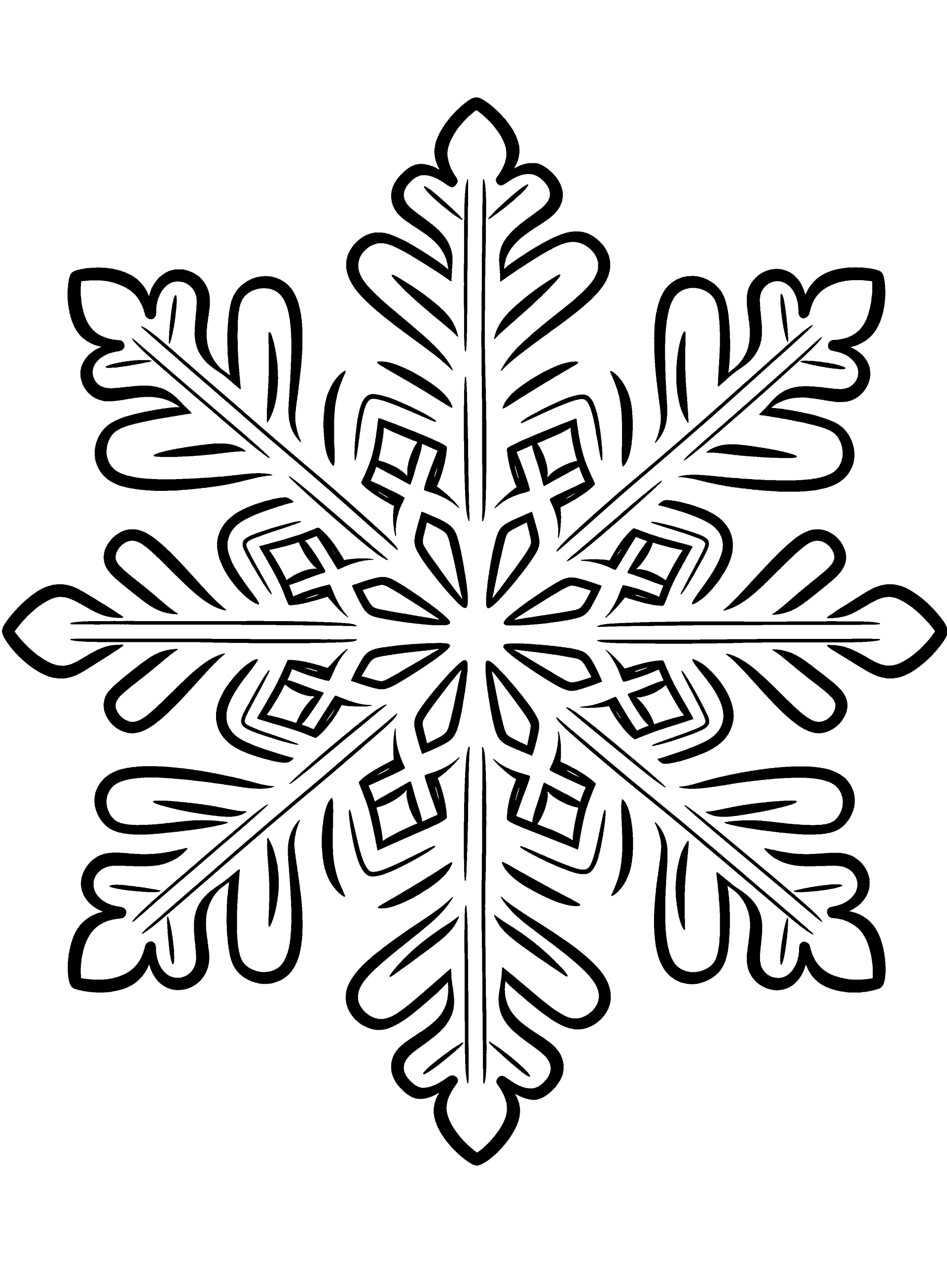 Snowflake Coloring Page – free printable black and white line art