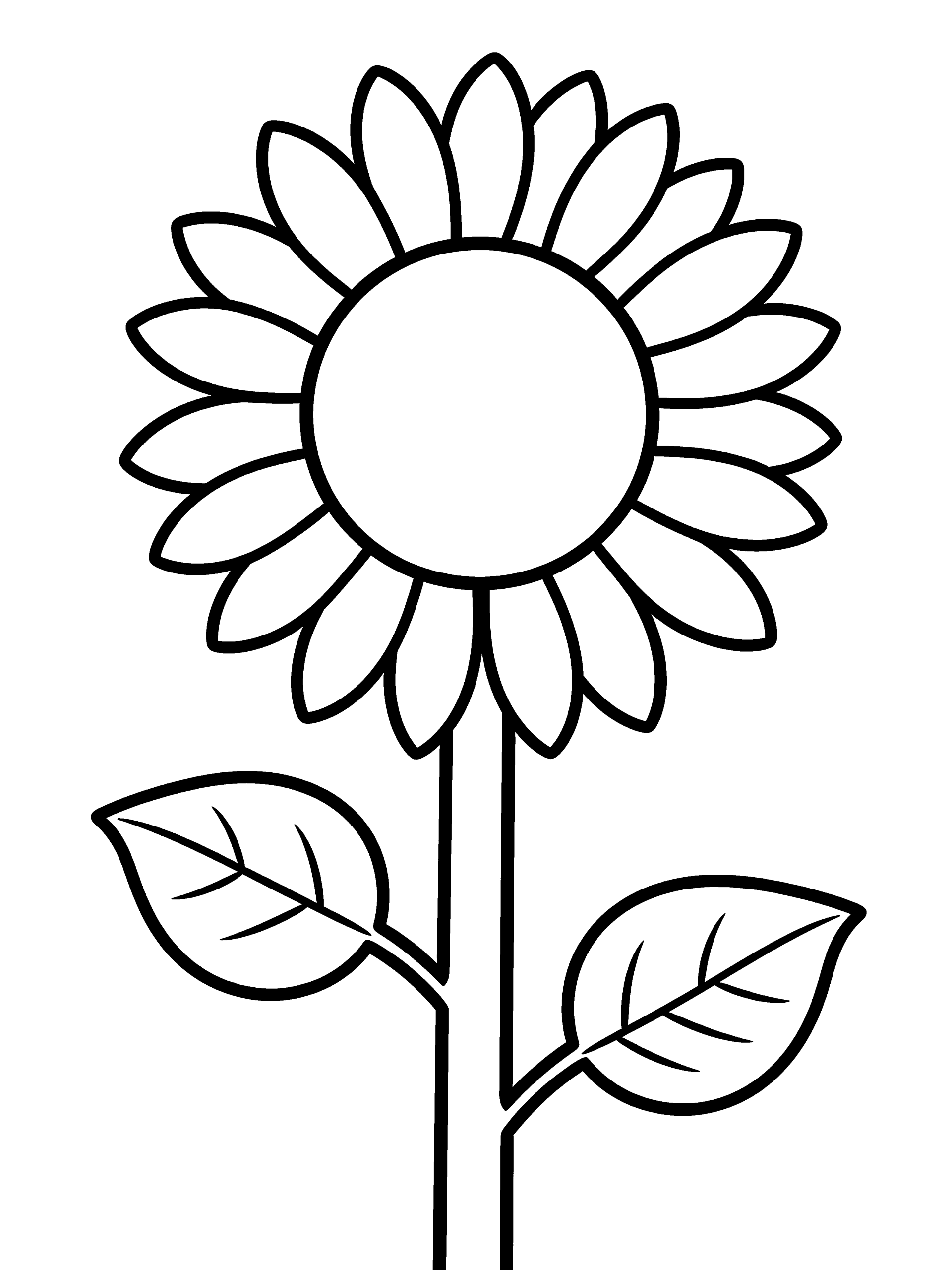 Sunflower Coloring Page – free printable black and white line art