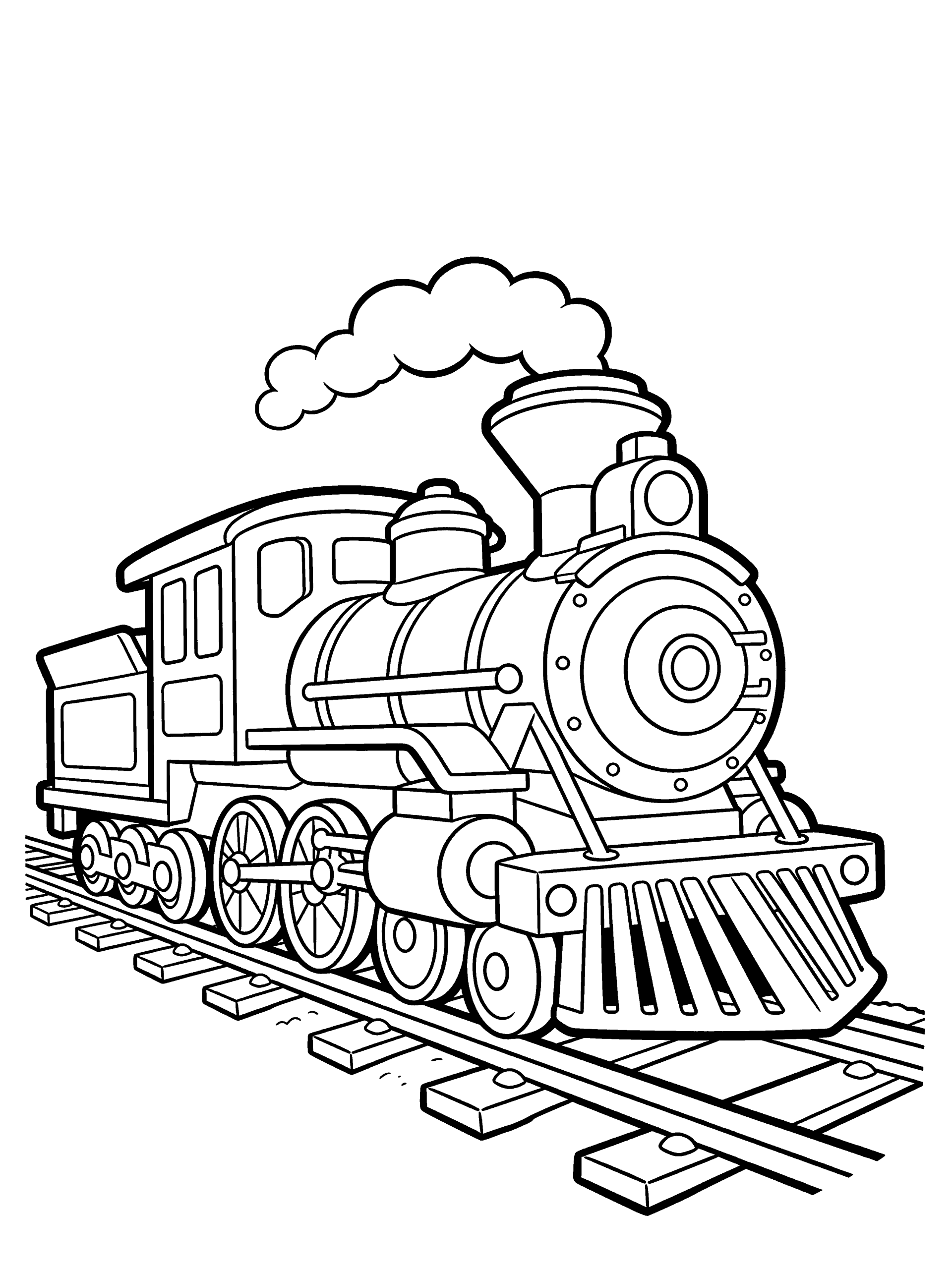 Steam Train Coloring Page – free printable black and white line art