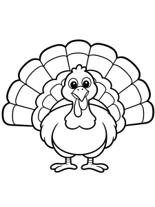 Thanksgiving Turkey Coloring Page – free printable black and white line art