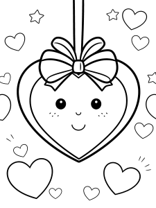 Valentine Heart Coloring Page – free printable black and white line art