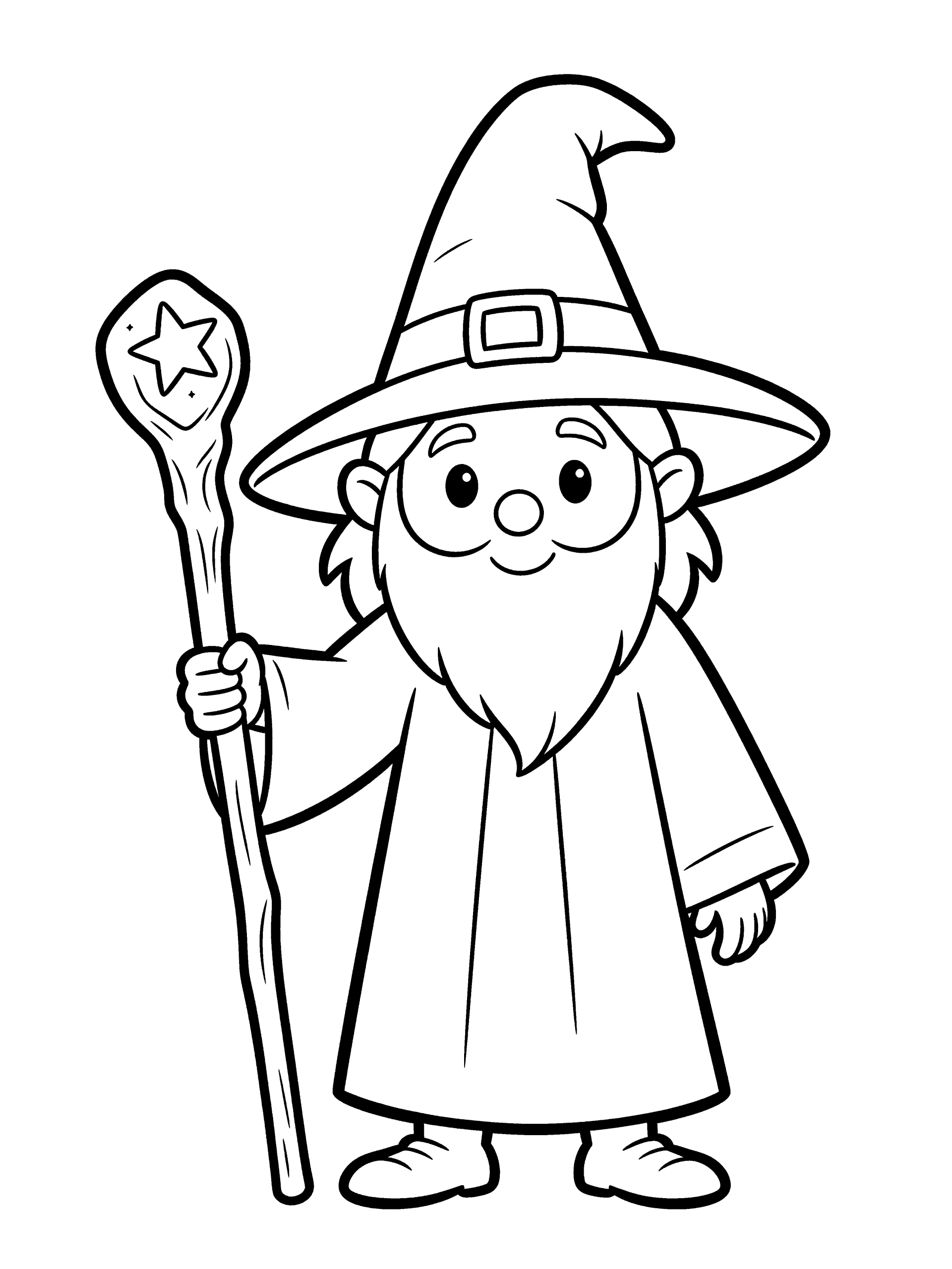 Wizard Coloring Page – free printable black and white line art