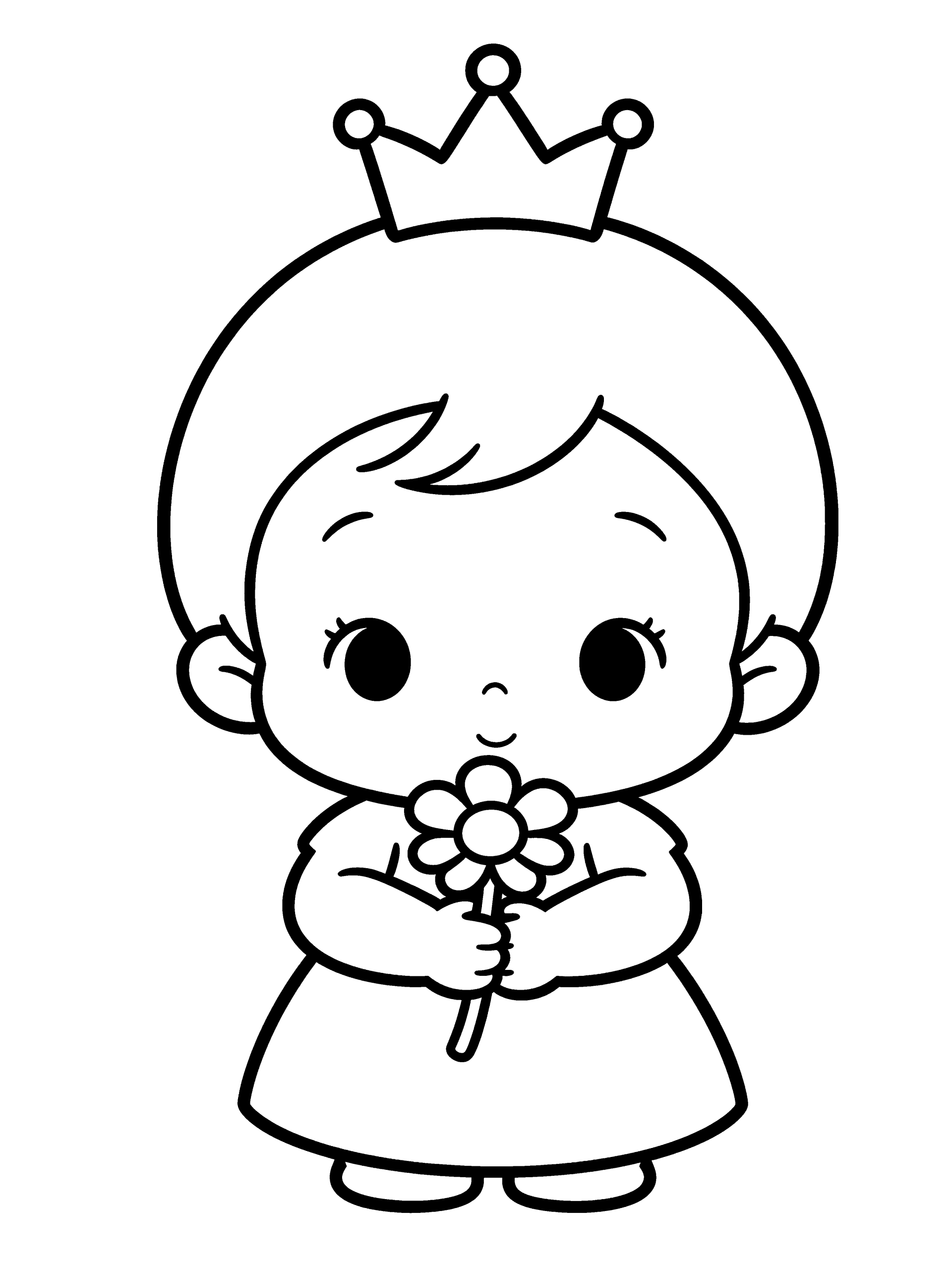 Easy Princess Coloring Page for Toddlers – free printable black and white line art