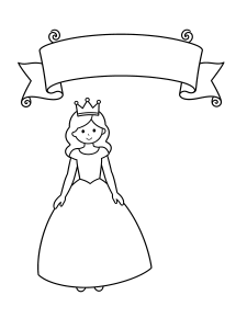 Personalized Princess Name Banner Coloring Page – free printable black and white line art